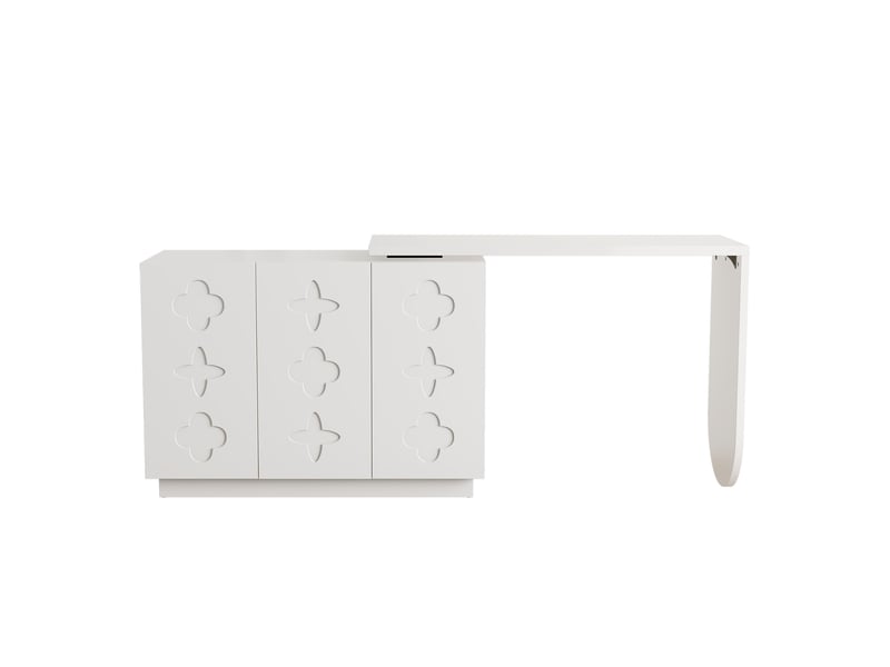 Bureau, bureau informatique d'angle pivotant en l, table de bureau, coiffeuse, blanc 110 cm - Conforama A