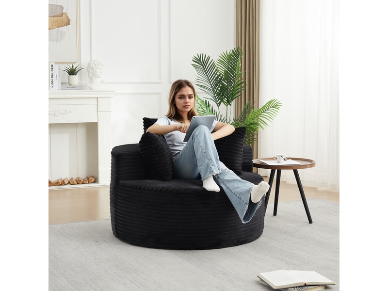  Canapé de salon, canapé moderne, en velours tricoté, 3 coussins décoratifs, pour salon et séjour, 110 cm  - Conforama R
