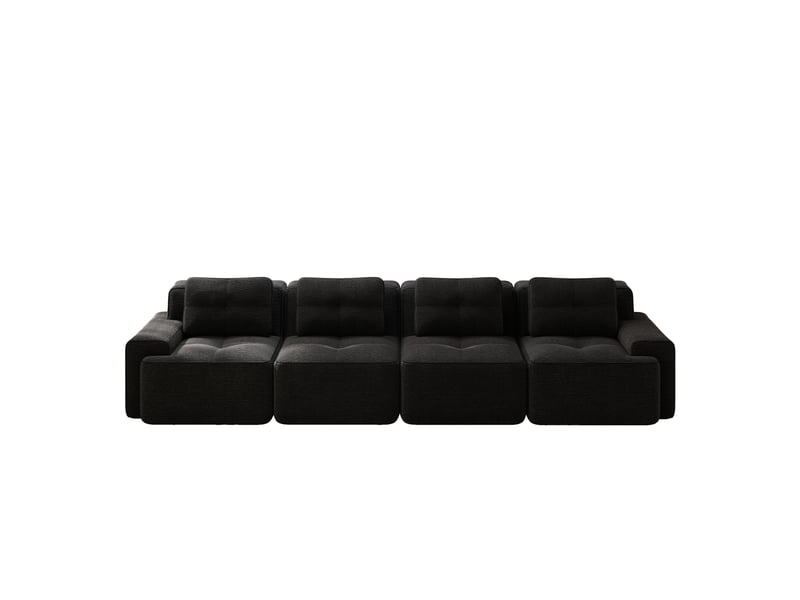  Canapé modulable 4 places sans structure,382x104x69cm,canapé à compression en velours côtelé,assise profonde et rembourrage haute densité 32d - noir  - Conforama A
