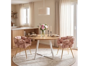 Lot de 2 fauteuils d'appoint modernes en velours rose avec structure métallique dorée