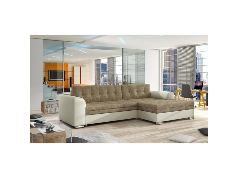 Canapé d'angle convertible conforto 4 places beige et crème – angle droit - Conforama B