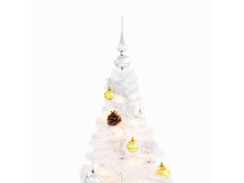 Sapin de noël - arbre de noël artificiel pré-éclairé avec boules blanc 210 cm - Conforama E