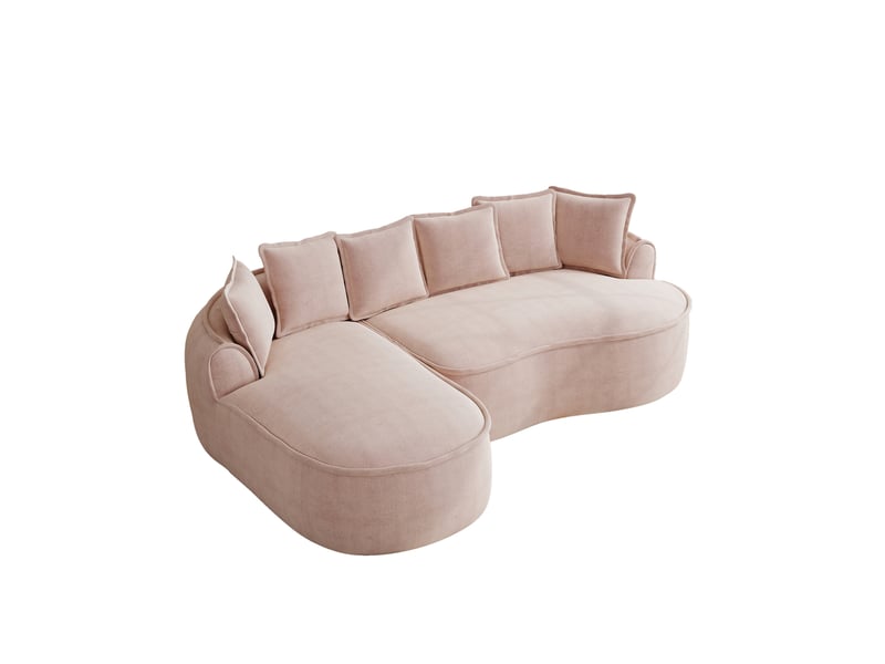 Canapé d'angle modulable 3 places 252x164x67 cm en chenille rose - Conforama A