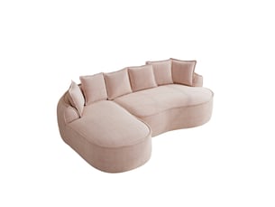 Canapé d'angle modulable 3 places 252x164x67 cm en chenille rose
