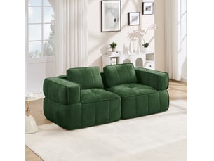 Canapé d'angle compressé réversible fixe <strong>FLORAGRACE</strong> <strong></strong> 2 places Polyester vert