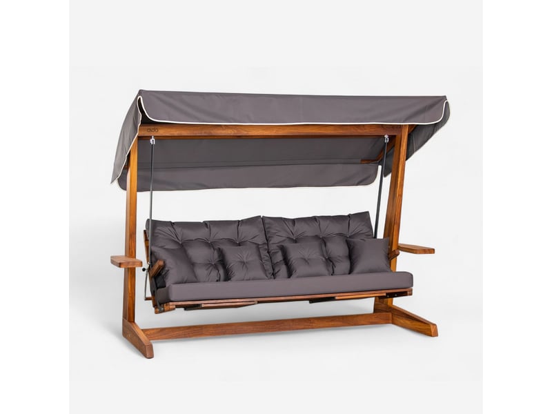 Balancelle de jardin en bois avec toit luna deluxe - anthracite - Conforama A