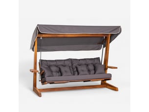 Balancelle de jardin en bois avec toit luna deluxe - anthracite