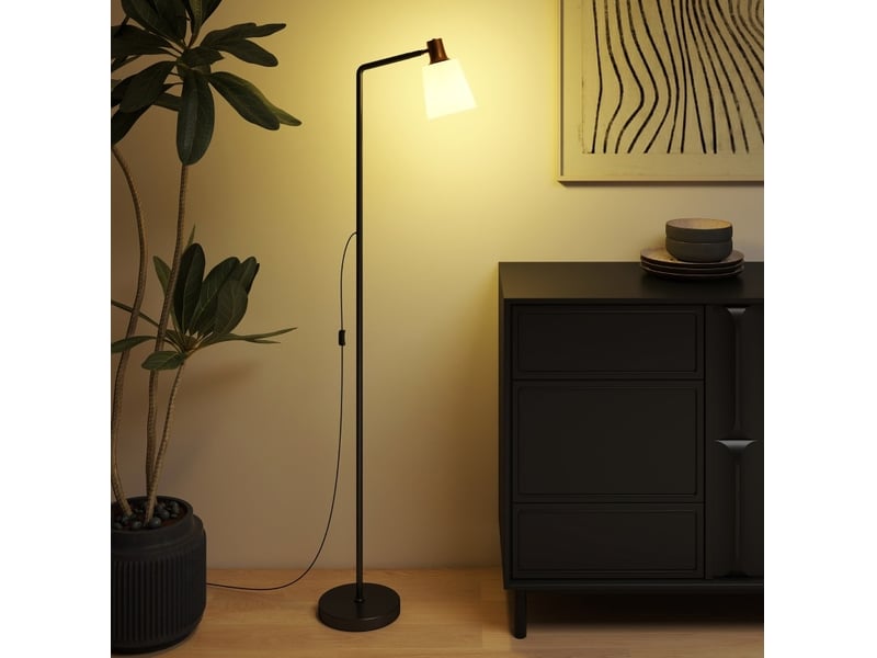  Lampadaire led 45x21x148 cm noir en plastique, tête orientable à 350° et 3 températures de couleur  - Conforama D