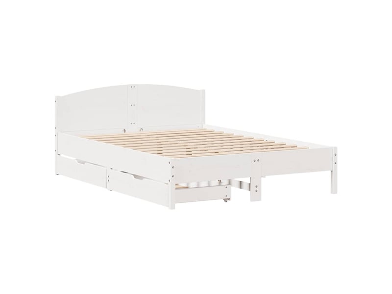 Lit double- lit adulte - cadre de lit sans matelas blanc 135x190 cm bois de pin massif - Conforama B