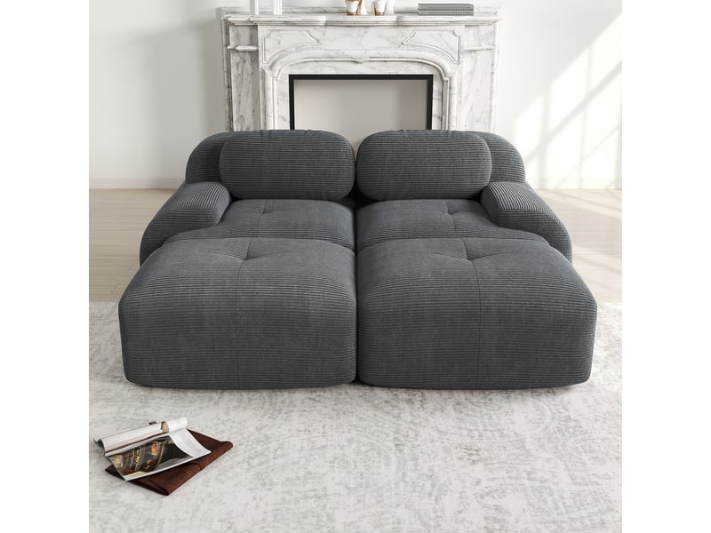  Canapé méridienne, chaise longue, 2 places, en velours tricoté, gris, sans structure, chambre, pour salon  - Conforama A