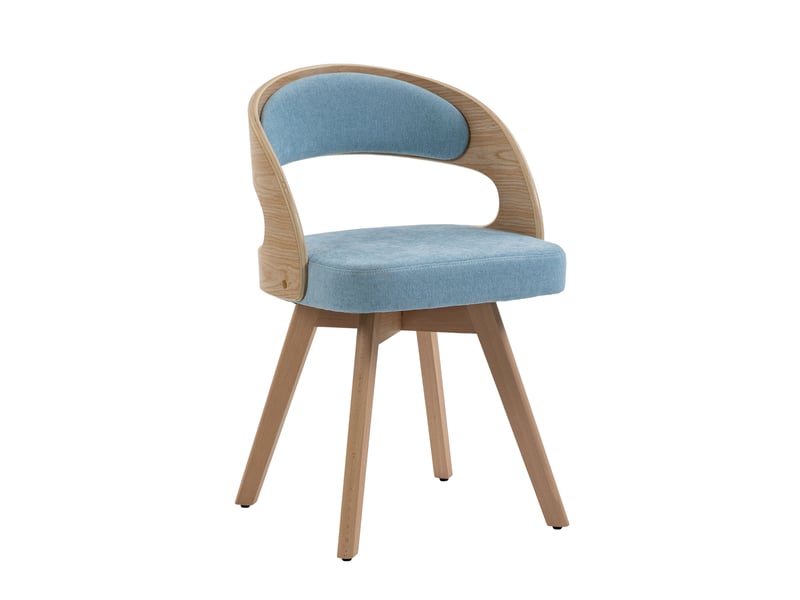  Chaise de salle à manger pivotante en lin avec dossier ergonomique et assise rembourrée, pour cuisine, bleu  - Conforama A