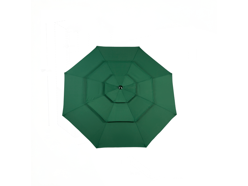 Parasol 3 niveaux 3 m avec inclinaison automatique, polyester, vert foncé, sans pied - Conforama D