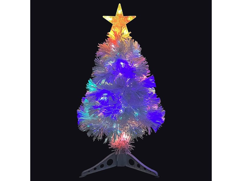  Sapin de noël - arbre de noël artificiel pré-éclairé blanc 64 cm fibre optique  - Conforama D