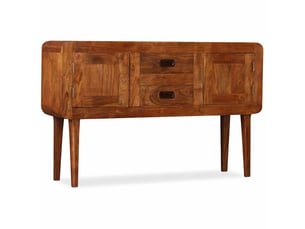 Buffet salon, meuble de rangement bois massif avec finition miel 120x30x75 cm