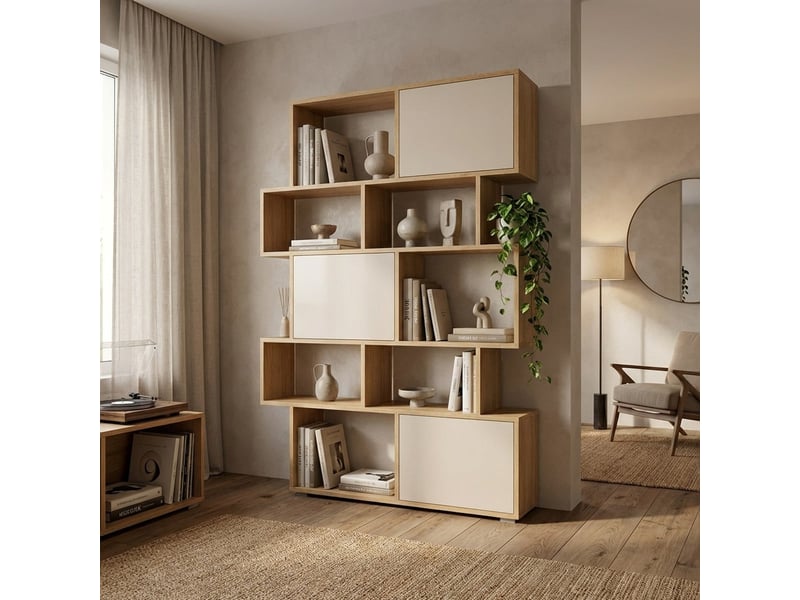 Bibliothèque moderne modulaire en bois blanc mat rancho b  - Conforama B