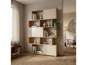 Bibliothèque moderne modulaire en bois blanc mat rancho b
