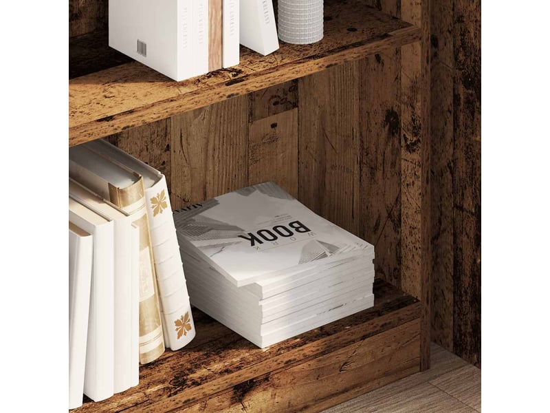  Bibliothèque, meuble de rangement salon vieux bois 80x24x76 cm bois d'ingénierie  - Conforama C