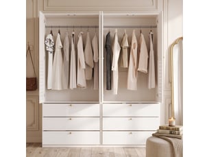 Armoire 4 porte(s) battante 6 tiroir(s) <strong>MODFU</strong> <strong></strong> coloris blanc largeur 180 cm