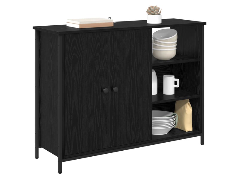  Buffet - bahut - meuble de rangement chêne noir 100 x 33 x 75 cm bois d'ingénierie  - Conforama C