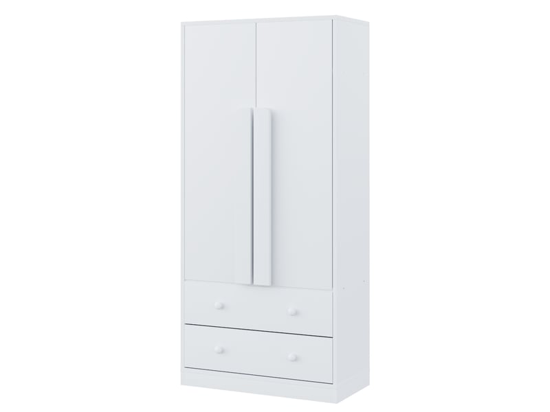  Armoire 70 × 40 × 170 cm, 2 portes, 2 tiroirs et compartiments de rangement, blanc  - Conforama B