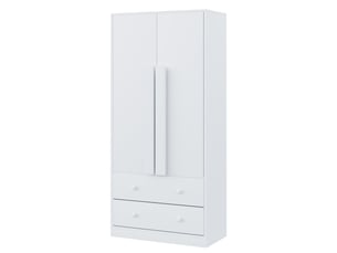 Armoire 70 × 40 × 170 cm, 2 portes, 2 tiroirs et compartiments de rangement, blanc
