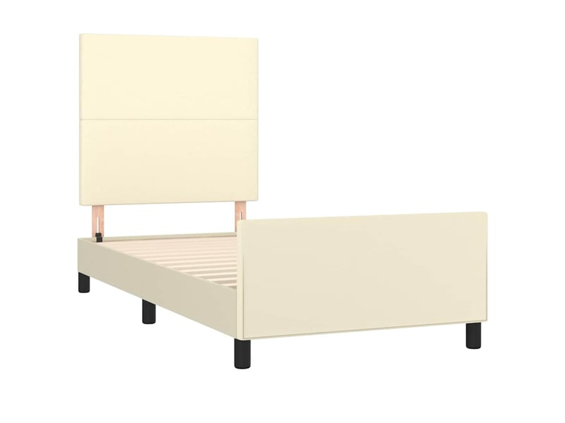 Lit simple- lit adulte - cadre de lit sans matelas crème 80x200 cm similicuir - Conforama C