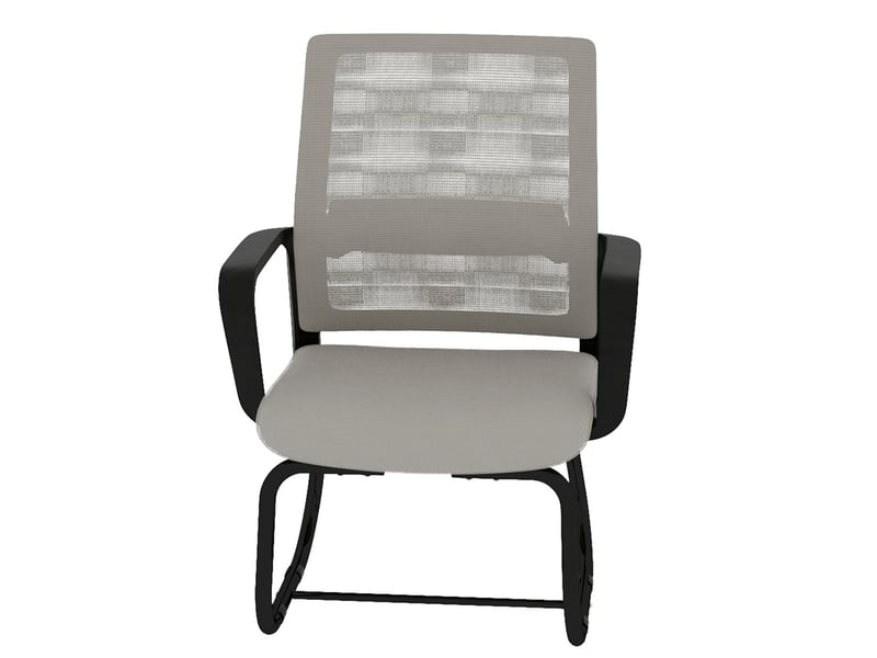  Chaise visiteur 45 x 55 x 90 cm grise et noire en tissu et maille, structure métallique à patins fixes  - Conforama D