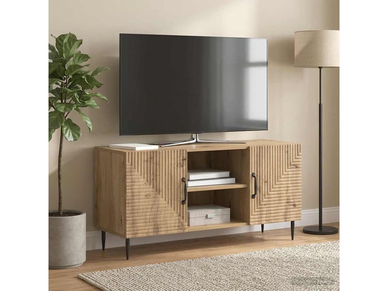  Meuble tv - banc tv - meuble de rangement 102 x 34,5 x 50 cm chêne artisanal bois d'ingénierie  - Conforama B
