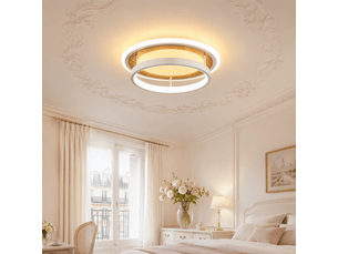 Plafonnier led rond moderne, d30 x h9 cm, lampe de plafond 30 w 2494 lm, blanc sable et bois, 3000 k blanc chaud, salon, chambre, cuisine