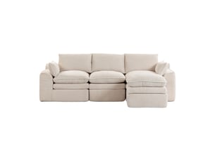 Canapé d'angle réversible fixe <strong>MERAX</strong> <strong>canapé compressible</strong> 3 places Velours côtelé beige