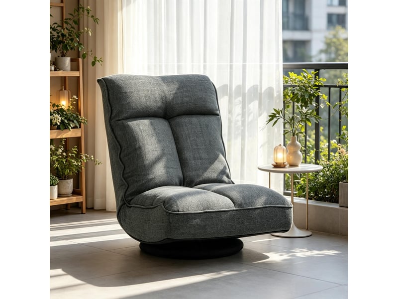  Fauteuil de sol pivotant et inclinable en tissu gris T5828P563292 - Conforama B