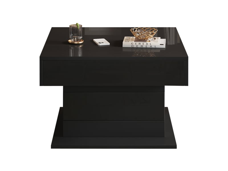  Table basse relevable avec 1 tiroir, plateau pivotant à 360°, rangement dissimulé, pour salon, 70 × 70 × 45 cm  - Conforama A