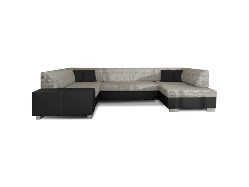  Canapé panoramique en u gris &amp; noir convertible 6 places havane avec coffre  - Conforama A