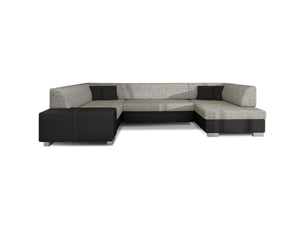 Canapé d'angle droit fixe MEUBLORAMA  6 places Polyester gris avec coffre de rangement