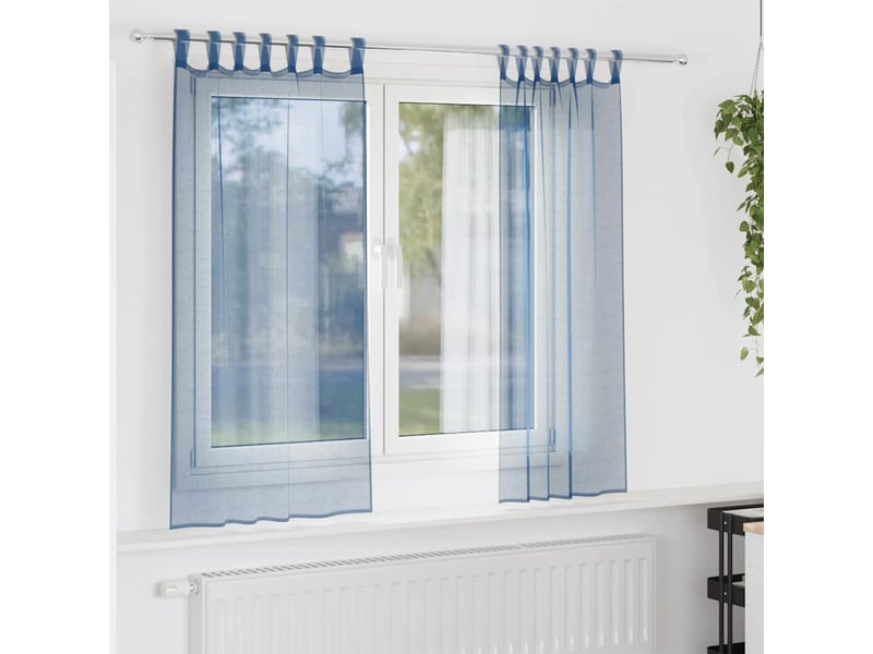  Lot de 2 rideaux en voile, voilages avec boucles bleu royal 140x175 cm cf44294  - Conforama B