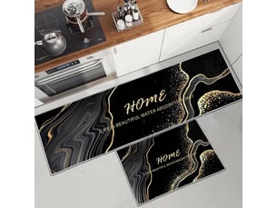 (a)tapis de cuisine antidérapant et lavable 2 pièces, marbre doré antidérapant tapis de cuisine devant evier pour cuisine, buanderie, salon