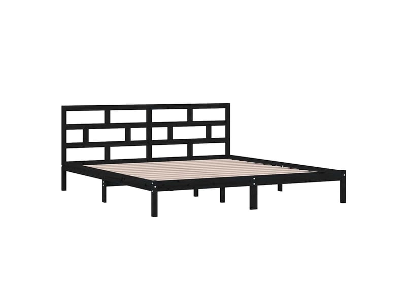  Lit double- lit adulte -  cadre de lit sans matelas noir bois massif 140x190 cm  - Conforama B