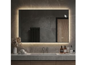 Miroir rectangulaire de salle de bain coloris argenté <strong>DESMIU</strong>  <strong></strong> - 50 cm x 70 cm