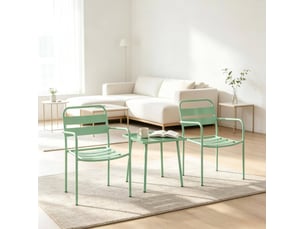 Salon de jardin bistrot 3 pièces 50 x 50 cm – vert – 2 fauteuils, table et acier galvanisé résistant