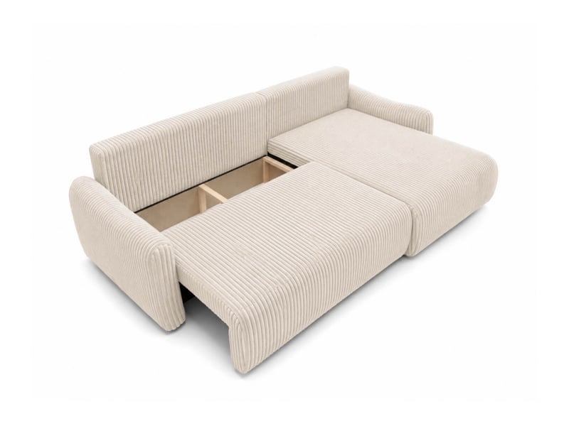  Apoline - canapé d'angle réversible convertible 4 places avec coffre en velours côtelé  - Conforama D