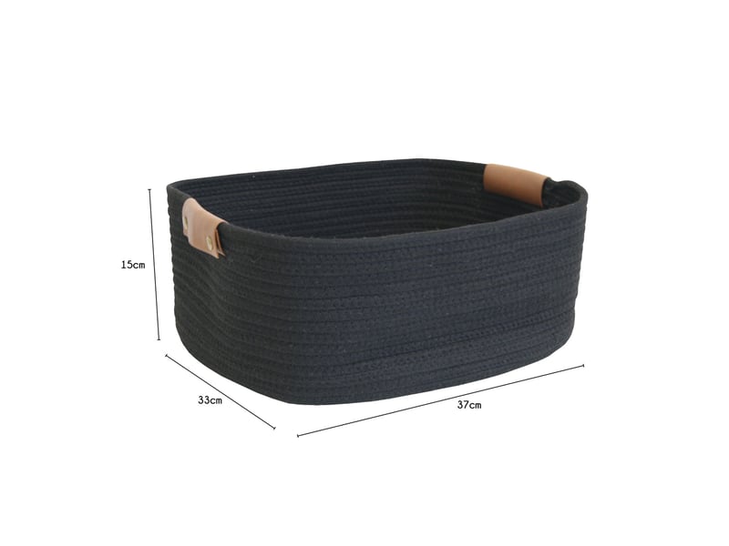 Lot de 6 paniers de rangement en coton noir 37 x 33 x 15 cm 50618L - Conforama B