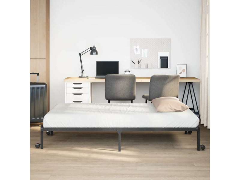  Lit simple- lit adulte -  cadre de lit sans matelas pliable noir 80x200 cm acier  - Conforama C