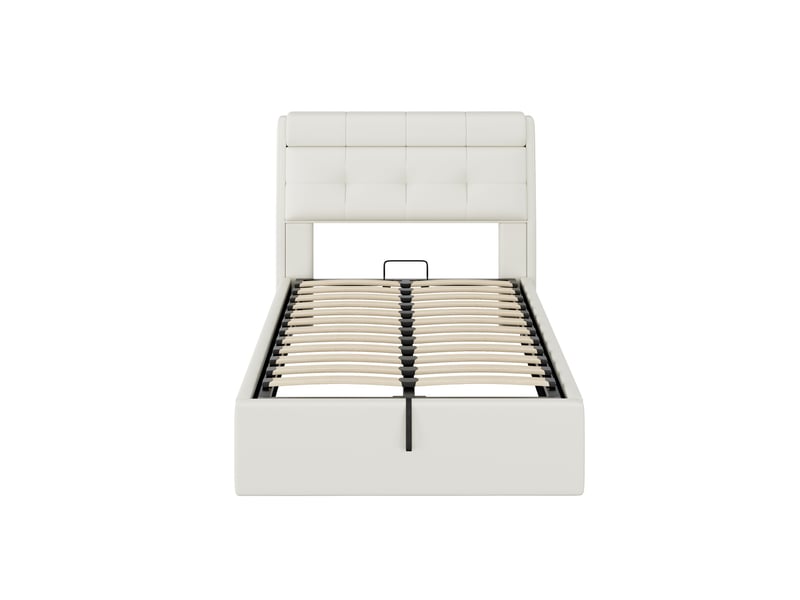  Lit cabane 140x200 cm forme maison avec porte et barrières, pin, blanc, sans matelas  - Conforama W