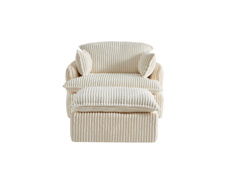  Fauteuil tcqpz compressé avec repose-pieds 115 x 89 x 77 cm 1 place pour petits espaces salon appartement étudiant beige  - Conforama A