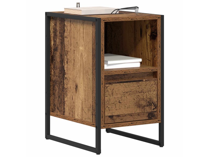  Table de chevet - cabinet de chevet - table de nuit 2 pc bois ancien 39,5 x 30 x 50 cm  - Conforama B