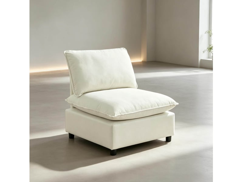  Fauteuil 1 place 74x85x78 cm en toile avec coussins épais crème chicfurn  - Conforama C