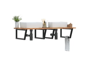 Étagère de vasque | étagère murale acier et bois massif d'acacia shl2636