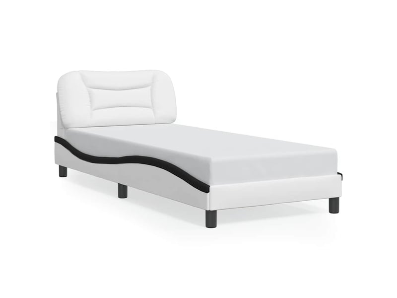  Lit simple- lit adulte -  cadre de lit sans matelas hvar blanc et noir 90x200 cm similicuir  - Conforama A