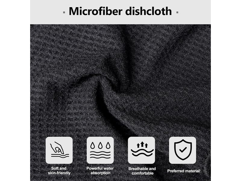 6 pièces chiffon microfibre cuisine 20x20 cm - petites lavettes cuisine noir & torchons vaisselle - tissu alvéolé super absorbant pour barista (noir) CSTY-0010114TY - Conforama E