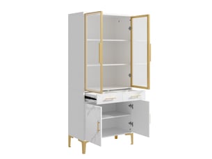 Vitrine coloris blanc 3 étagère(s) FLORAGRACE - 75 cmx170 cm